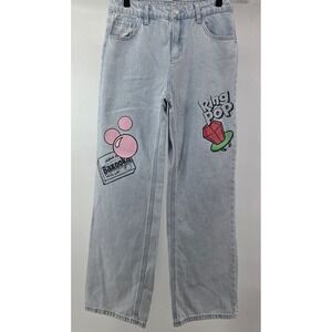 Bazooka Ring Pop Justice Acid Wash Denim Jeans Girls Size 14 Baggy Kidcore Tween
